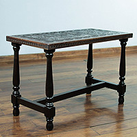 Mohena wood and leather coffee table,