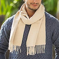 Men s 100% alpaca scarf Pastel Beige Peru
