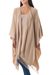100% alpaca ruana, 'Lush Tan' - Alpaca Wool Solid Wrap Ruana (image 2a) thumbail