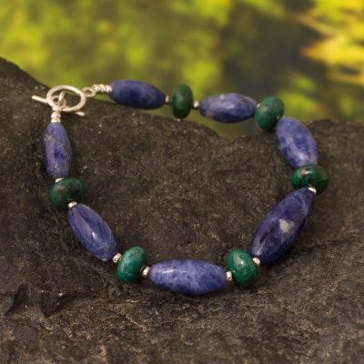 Sodalite and chrysocolla beaded bracelet, Harmony of Peace