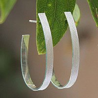 Sterling silver half hoop earrings,