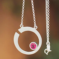Sterling silver pendant necklace, 'Lover's Moon' - Sterling silver pendant necklace