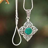 Chrysocolla flower necklace,