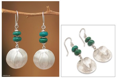 Chrysocolla dangle earrings, Andean Talisman