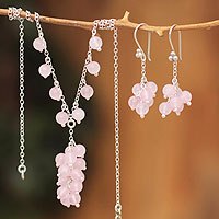 Rose quartz jewelry set,