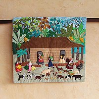 Cotton applique wall hanging,