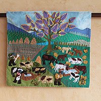 Cotton applique wall hanging,