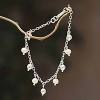 Cultured pearl charm bracelet,