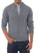 Men's alpaca blend cardigan, 'Classic in Grey' - Handcrafted Men's Alpaca Wool Cardigan (image 2a) thumbail