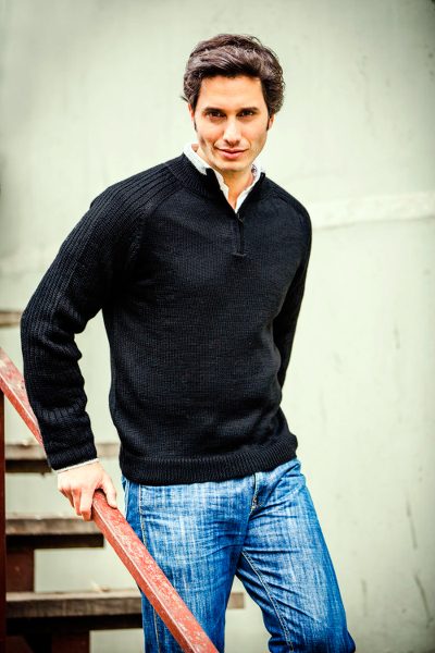 Men's fitted alpaca blend sweater, 'Night Secret' - Men's Fitted Alpaca Blend Sweater