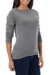Cotton and alpaca sweater, 'Puno Gray' - Cotton and alpaca sweater (image 2b) thumbail