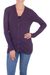 Alpaca blend cardigan, 'Nazca Purple' - Alpaca and Cotton Blend Classic Cardigan thumbail