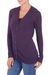 Alpaca blend cardigan, 'Nazca Purple' - Alpaca and Cotton Blend Classic Cardigan (image 2b) thumbail
