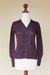 Alpaca blend cardigan, 'Nazca Purple' - Alpaca and Cotton Blend Classic Cardigan (image 2d) thumbail