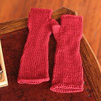 Alpaca blend fingerless gloves,