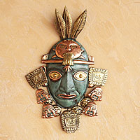 Copper and bronze mask, 'Inca Warrior' - Inca Bronze and Copper Mask