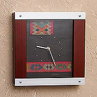 Pinewood and aluminum wall clock On Cuzco Time Peru