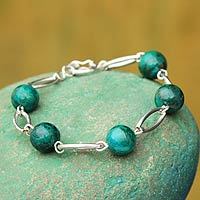 Chrysocolla link bracelet,