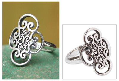 Silver jewerlly - Handcrafted Sterling Silver Cocktail Ring from Peru