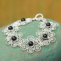 Obsidian flower bracelet,