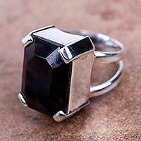 Smoky quartz solitaire ring,