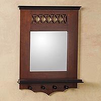 Mohena wood mirror with shelf Andean Welcome Peru