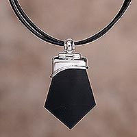 Obsidian pendant necklace,