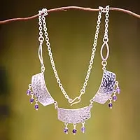 Sterling silver and amethyst pendant necklace,