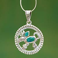 Chrysocolla pendant necklace, 'Creature of Myth' - Chrysocolla Pendant Necklace