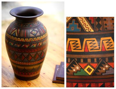 Cuzco decorative vase, 'Tuta' - Handcrafted Inca Ceramic Vase