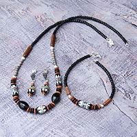 Ceramic beaded jewelry set,