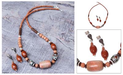 Ceramic beaded jewelry set, Inca Energy