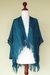 Alpaca blend shrug, 'Turquoise Tonalities' - Alpaca Wool Striped Wrap Ruana thumbail