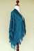 Alpaca blend shrug, 'Turquoise Tonalities' - Alpaca Wool Striped Wrap Ruana (image 2b) thumbail