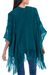 Alpaca blend shrug, 'Turquoise Tonalities' - Alpaca Wool Striped Wrap Ruana (image 2c) thumbail