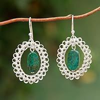 Chrysocolla dangle earrings,