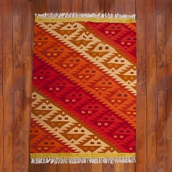 Wool rug Fire Scorpion 4x5.5 Peru