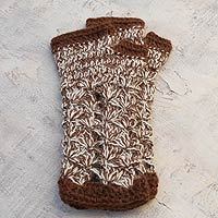100% alpaca fingerless mitts,