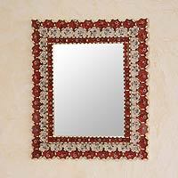 Reverse painted glass mirror,