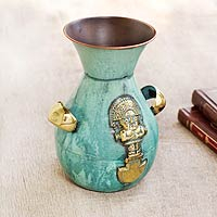 Copper and bronze vase Inca Blade and Wiracocha Peru
