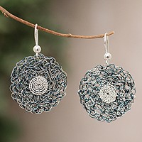 Sterling silver floral earrings,