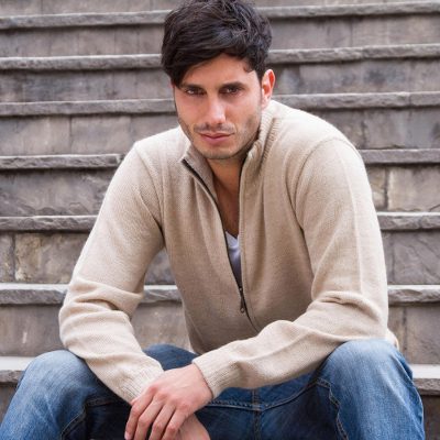 Men's 100% alpaca cardigan, 'Modern Beige' - Men's 100% alpaca cardigan