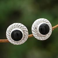 Obsidian stud earrings,