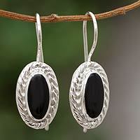 Obsidian drop earrings,