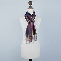 Alpaca and silk blend scarf Jacaranda Sky Peru