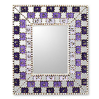 Reverse painted glass mirror Lilac Magic Peru