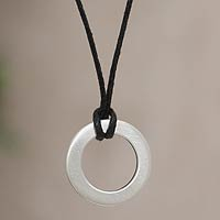 Men's sterling silver pendant necklace, 'Perfect Circle' - Perfect Circle Men's Sterling Silver Necklace