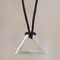 Men's sterling silver necklace, 'Perfect Triangle' - Men's Sterling Silver Triangle Necklace