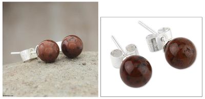 Mahogany obsidian stud earrings, Enigma