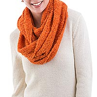Alpaca blend infinity scarf Orange Infinity Peru